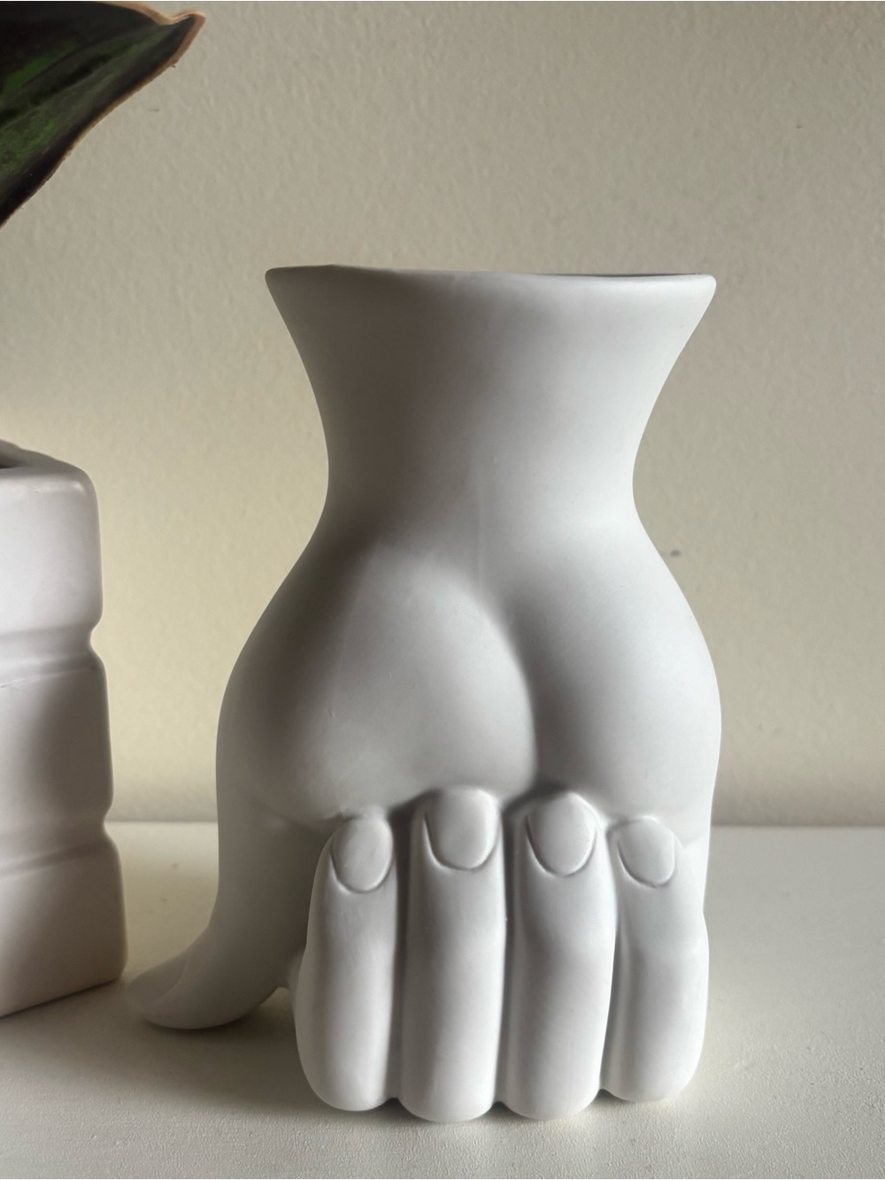Jonathan Adler Muse Hand Vase White Ceramic Sculptural Decor Modern